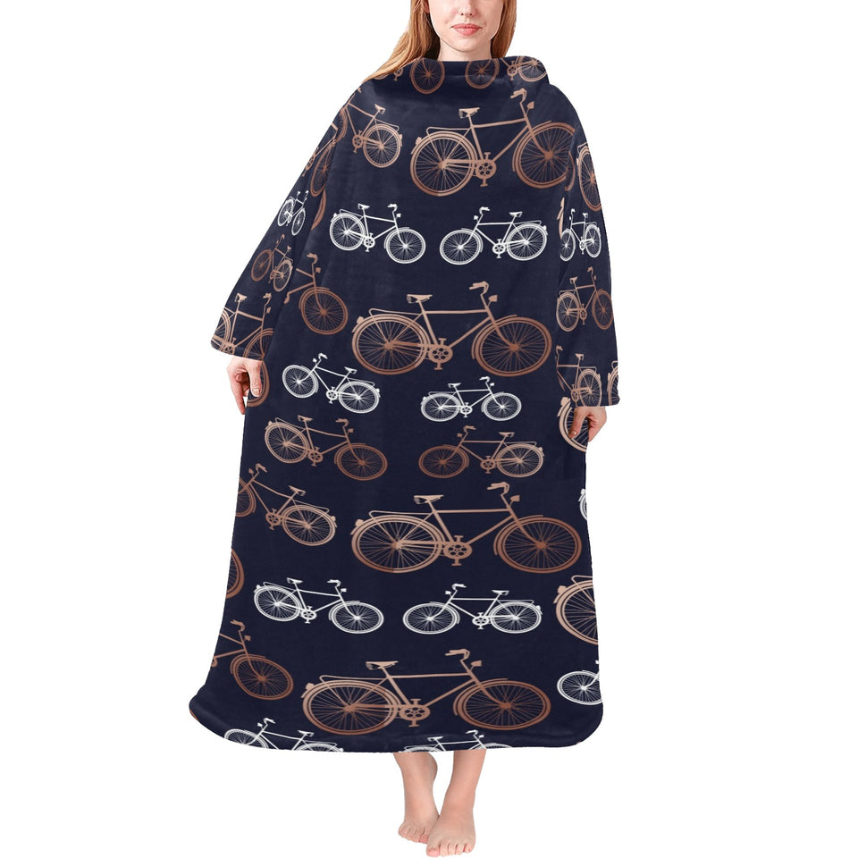 Bicycle Pattern Print Design 01 Blanket Robe with Sleeves