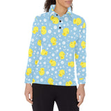 Duck Pattern Print Design 02 Women's Long Sleeve Polo Shirt