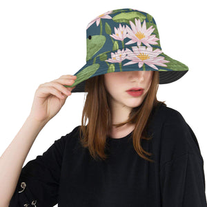 Lotus Waterlily Pattern background Unisex Bucket Hat