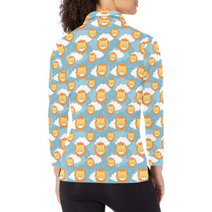 Lion Pattern Print Design 05 Women's Long Sleeve Polo Shirt