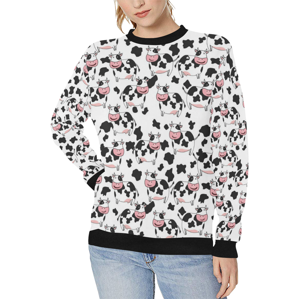 Cute Cow Pattern Women's Crew Neck Sweatshirt