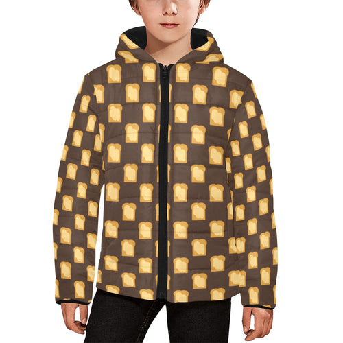 Bread Toast Pattern Print Design 01 Kids' Boys' Girls' Padded Hooded Jacket