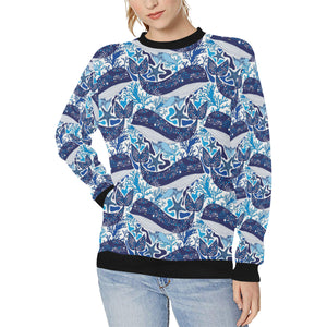 Whale Starfish Pattern Women's Crew Neck Sweatshirt