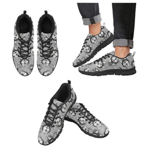 Siberian Husky Pattern Theme Men's Sneakers Black