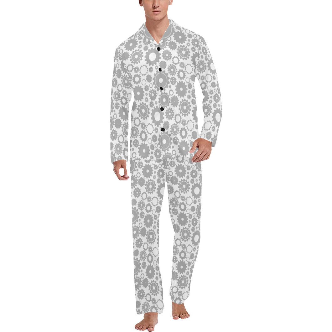 Gear Pattern Print Design 03 Men's Long Pajama Set