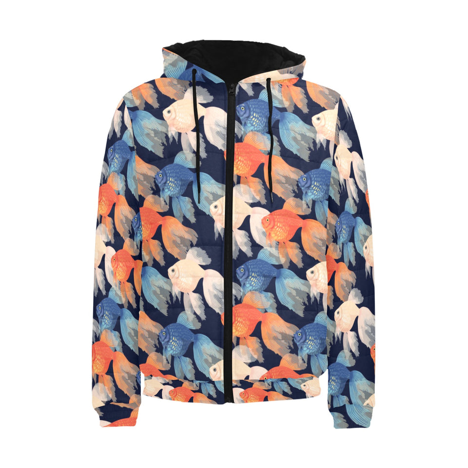 Goldfish Pattern Print Design 04 Men's Padded Hooded Jacket(ModelH42)