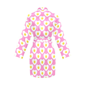 Fried Eggs Pattern Print Design 02 Women's Long Sleeve Belted Night Robe