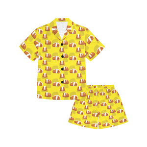 Guinea Pig Pattern Print Design 05 Kids' Boys' Girls' V-Neck Short Pajama Set