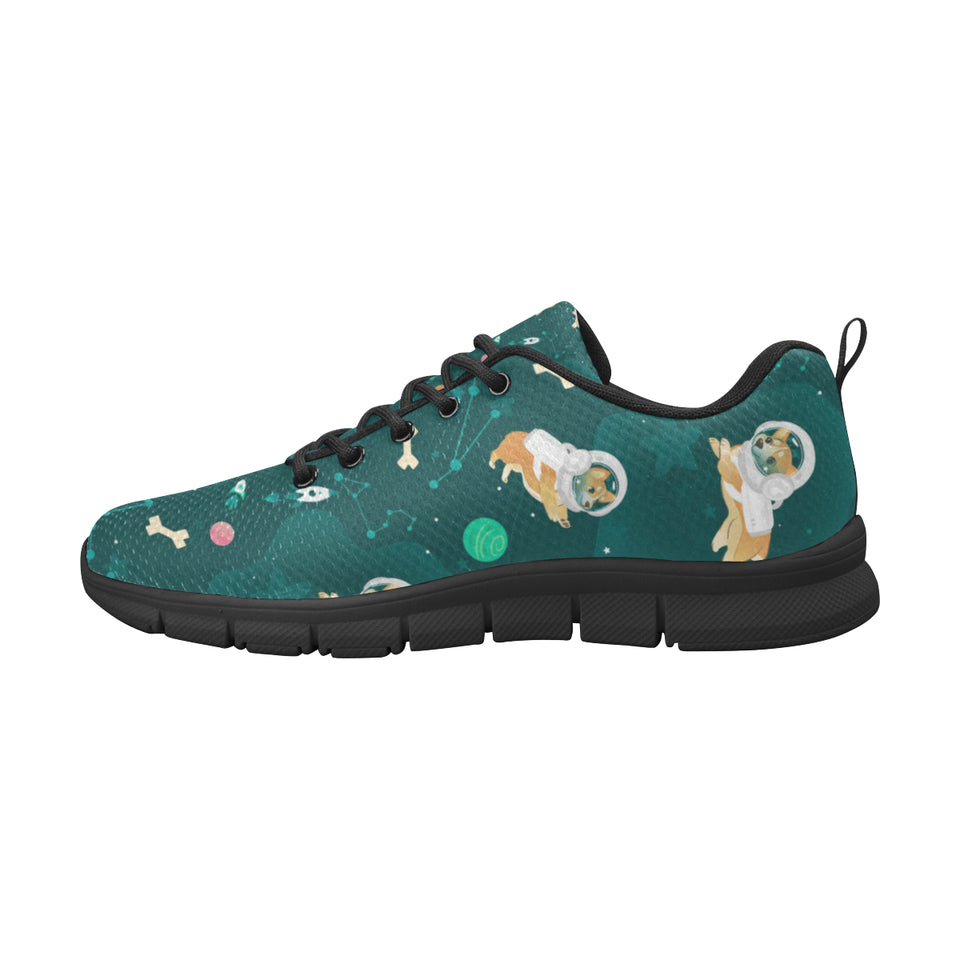 Corgi Astronaut Pattern Men's Sneakers Black