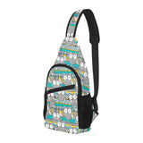 Owl Pattern Green Background All Over Print Chest Bag