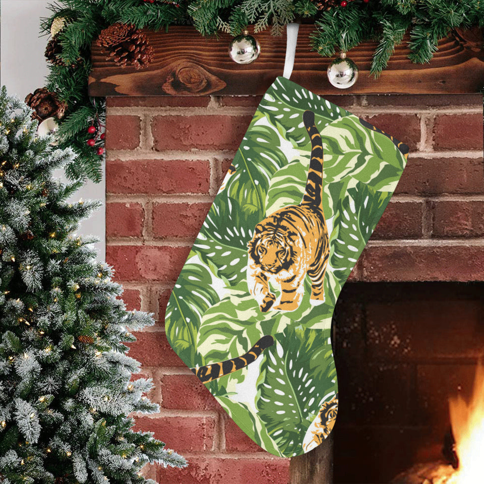 Bengal Tiger Pattern leaves Christmas Stocking