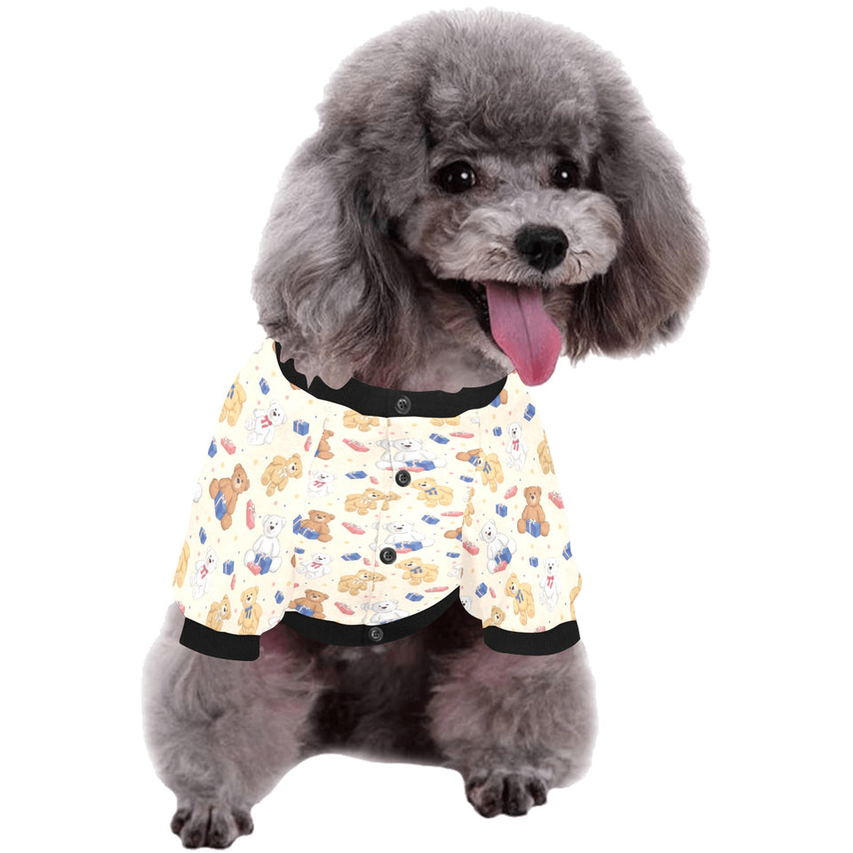 Teddy Bear Pattern Print Design 01 All Over Print Pet Dog Round Neck Fuzzy Shirt