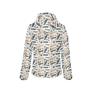 Skate Board Pattern Print Design 01 Women's Padded Hooded Jacket