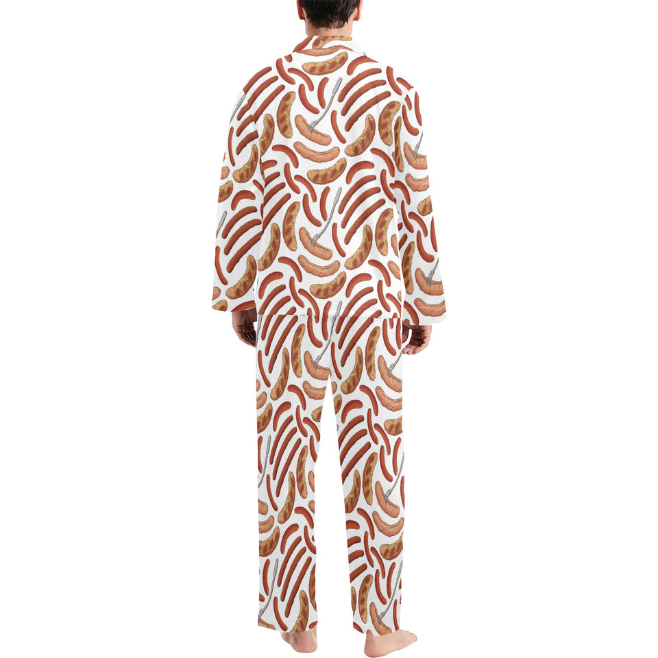 Sausage Pattern Print Design 05 Men's Long Pajama Set