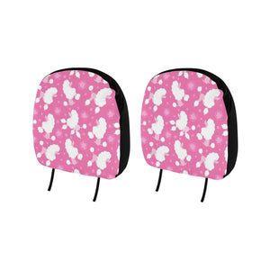 Poodle Pink Theme Pattern Car Headrest Cover