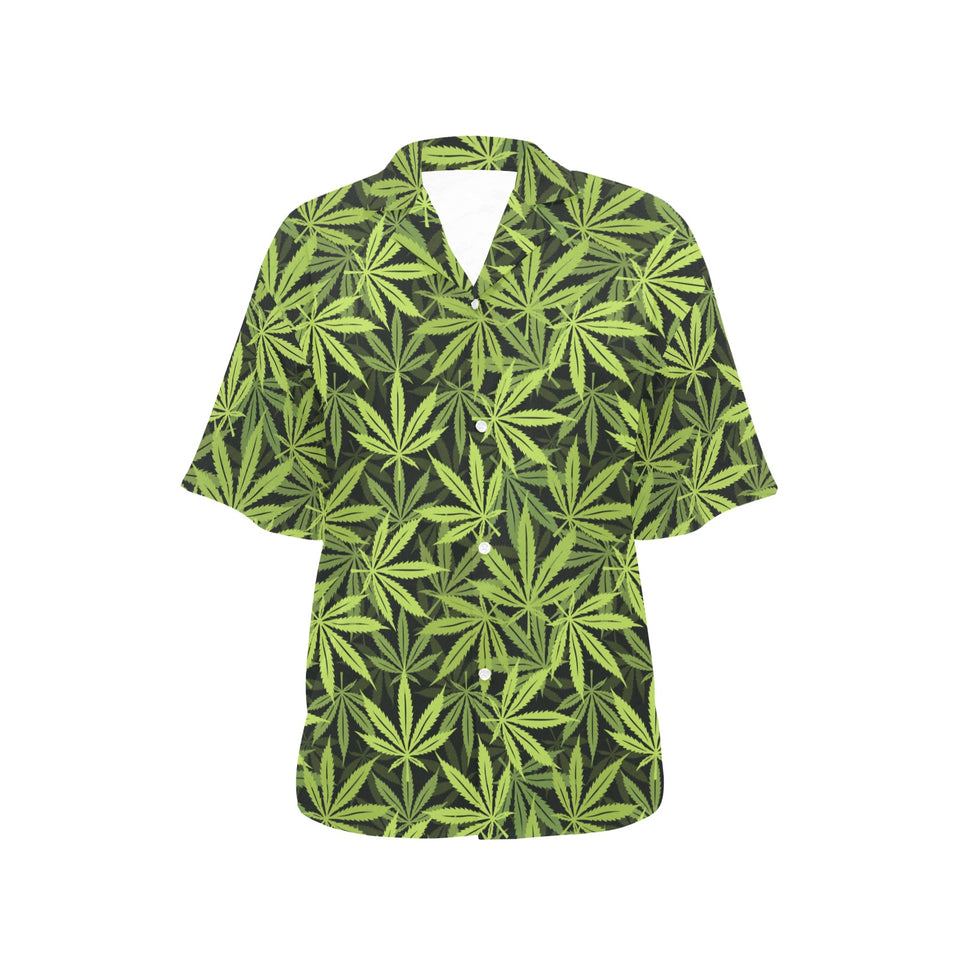 Canabis Marijuana Weed Pattern Print Design 03 Women's All Over Print Hawaiian Shirt