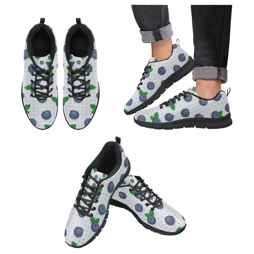 Blueberry Pokka Dot Pattern Men's Sneakers Black