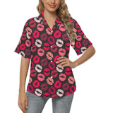 Lips Pattern Print Design 02 Women's All Over Print Hawaiian Shirt