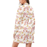 Tea pots Pattern Print Design 01 Women's Long Sleeve Belted Night Robe