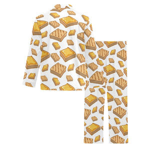 Bread Toast Pattern Print Design 03 Men's Long Pajama Set