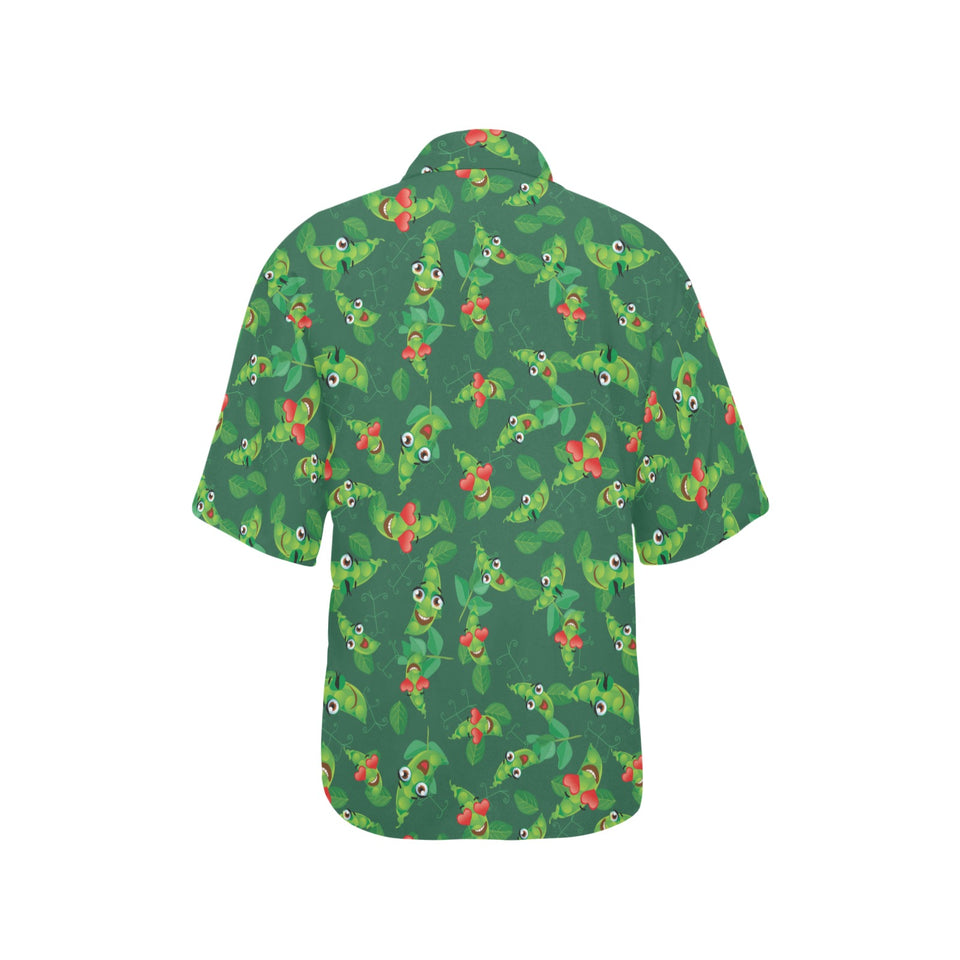 Green Peas Pattern Print Design 05 Women's All Over Print Hawaiian Shirt