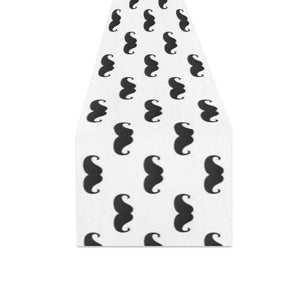 Mustache Beard Pattern Print Design 05 Table Runner