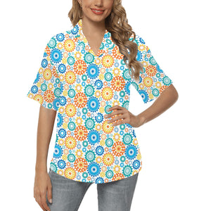 Gear Pattern Print Design 04 Women's All Over Print Hawaiian Shirt