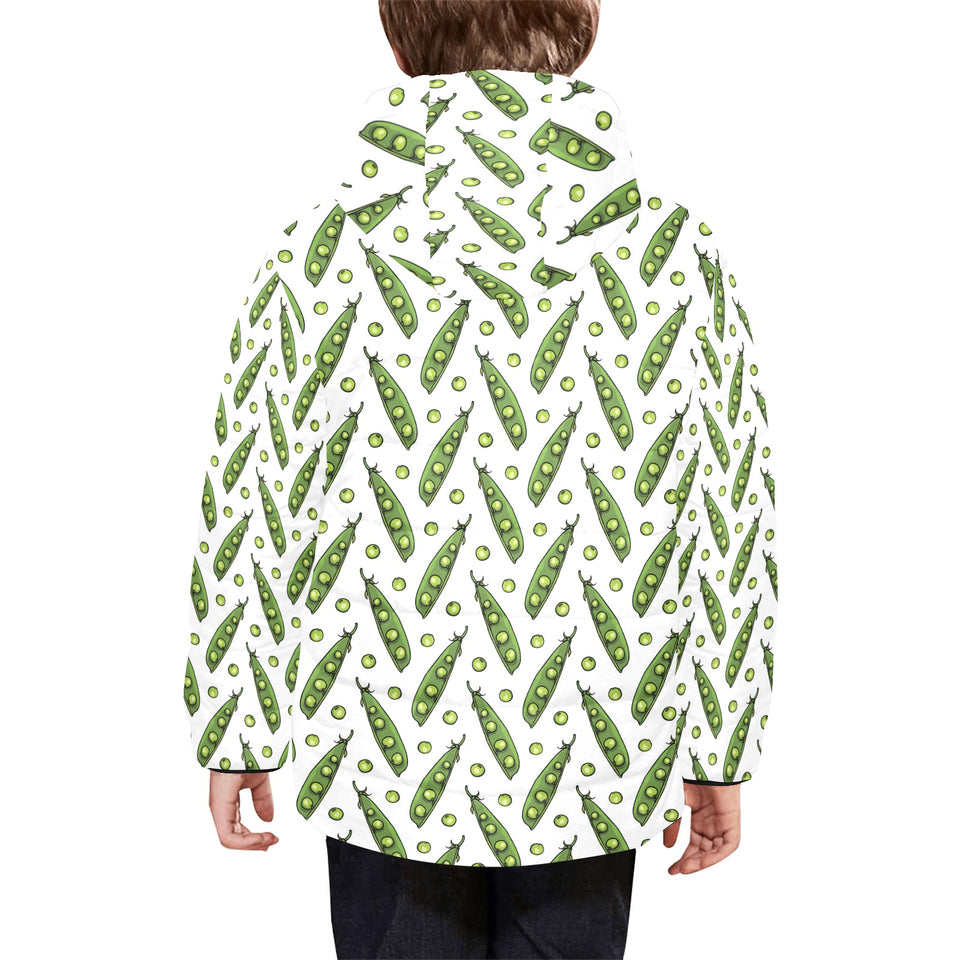 Green Peas Pattern Print Design 03 Kids' Boys' Girls' Padded Hooded Jacket