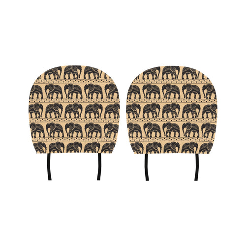 Elephant Pattern Ethnic Motifs Car Headrest Cover