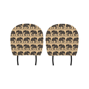 Elephant Pattern Ethnic Motifs Car Headrest Cover