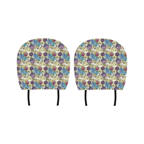 Hot Air Balloon Water Color Pattern Car Headrest Cover