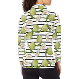 Guava Pattern Stripe background Women's Long Sleeve Polo Shirt