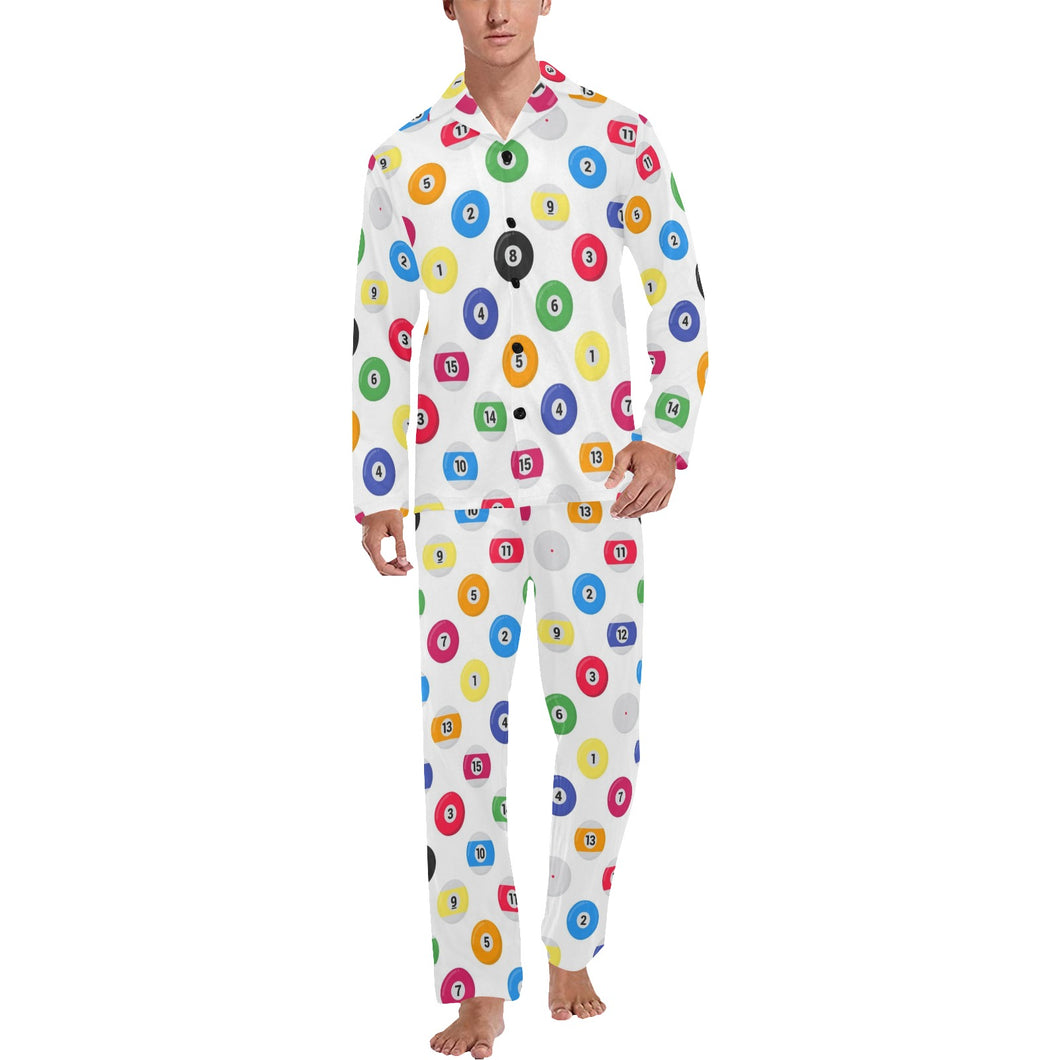 Billiard Ball Pattern Print Design 04 Men's Long Pajama Set