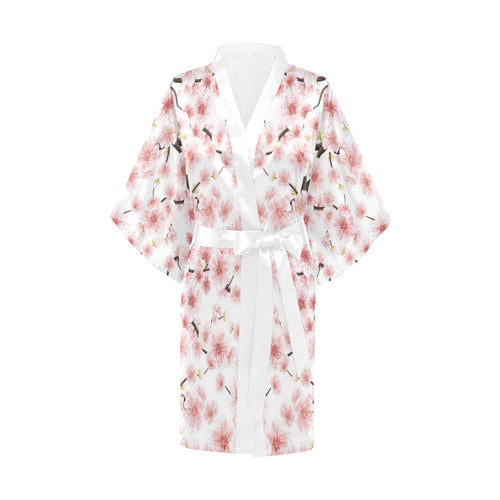 Sakura Pattern Theme Women's Short Kimono Robe