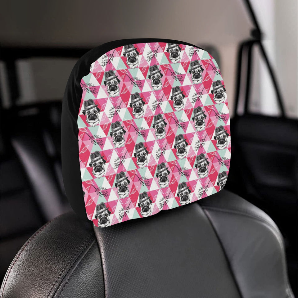 Pug Pattern Car Headrest Cover