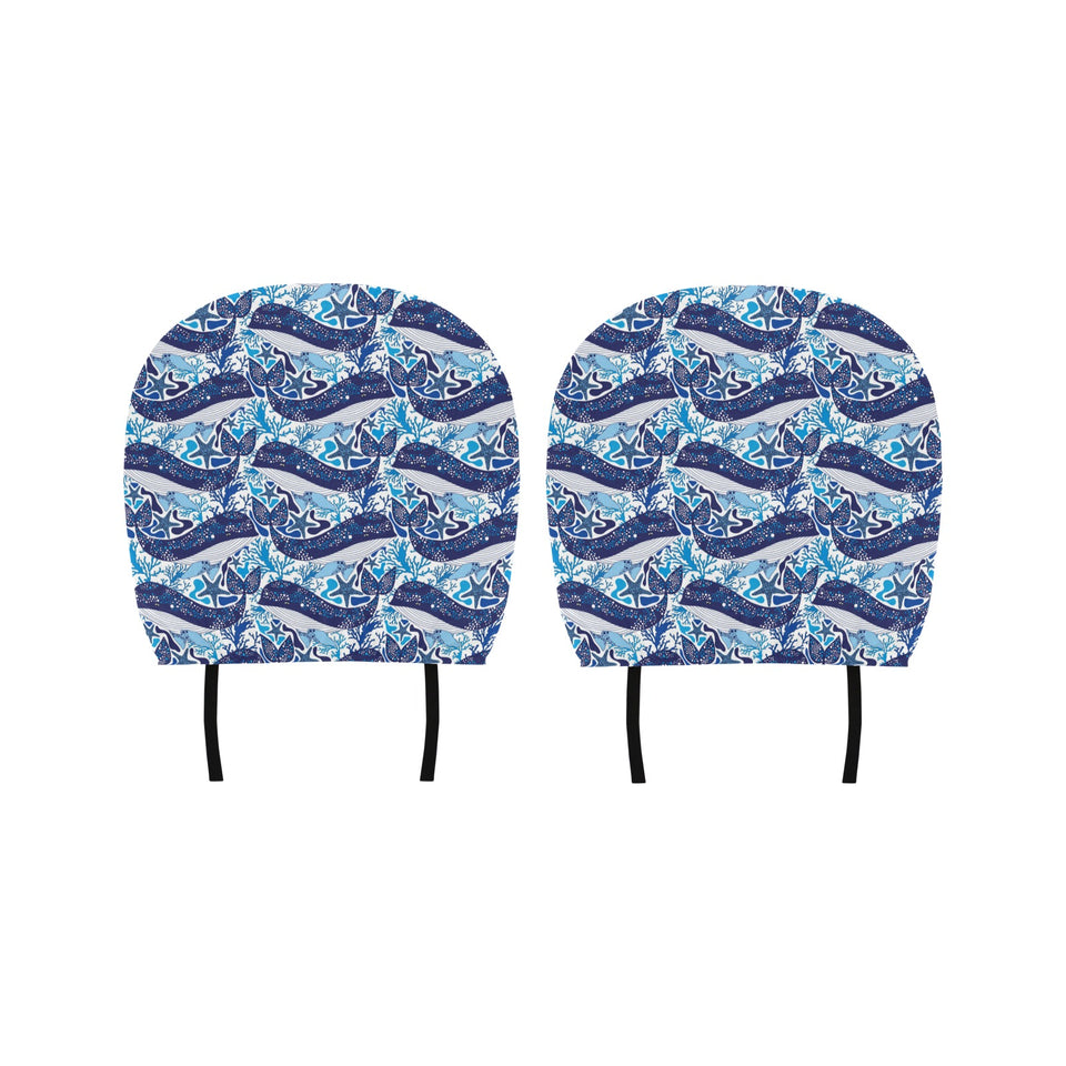 Whale Starfish Pattern Car Headrest Cover