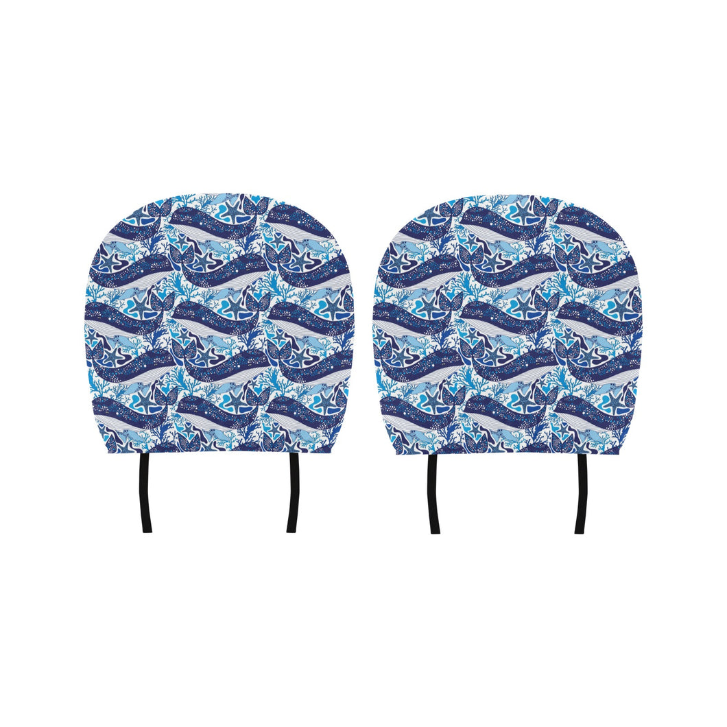 Whale Starfish Pattern Car Headrest Cover