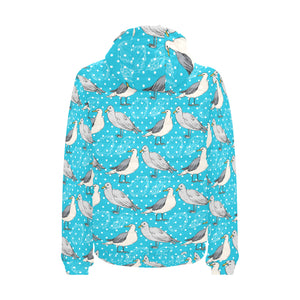 Seagull Pattern Print Design 02 Men's Padded Hooded Jacket(ModelH42)