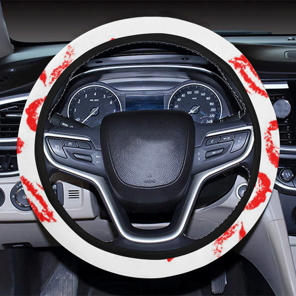 Lips Pattern Print Design 01 Car Steering Wheel Cover