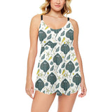 Stingray Pattern Print Design 03 Chest Sexy Pleated Two Piece Swim Dress