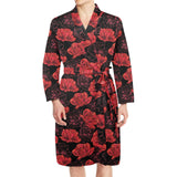 Rose Pattern Print Design 01 Men's Long Sleeve Belted Night Robe