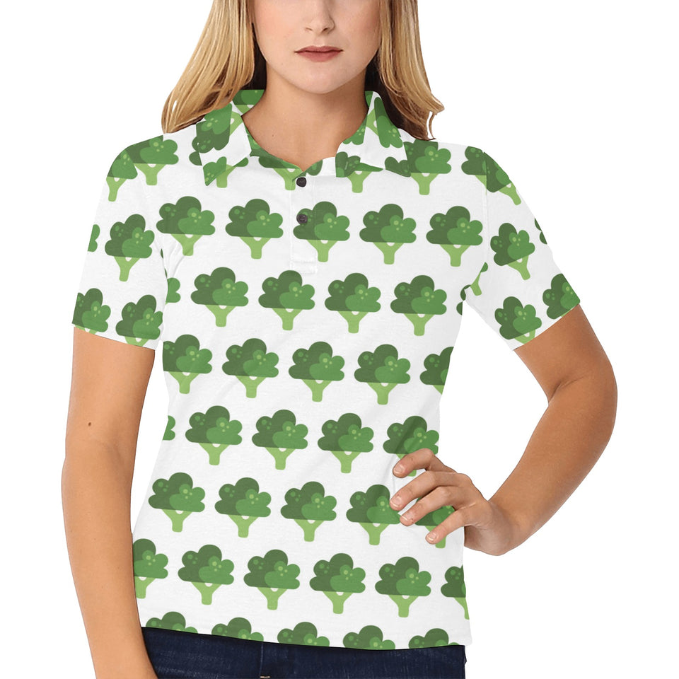 Broccoli Pattern Women's All Over Print Polo Shirt