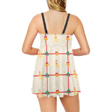 Golden Retriever Pattern Print Design 01 Chest Sexy Pleated Two Piece Swim Dress