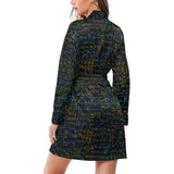 Math Pattern Print Design 01 Women's Long Sleeve Belted Night Robe