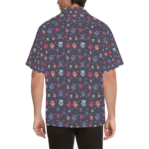 Dog Paws Pattern Print Design 04 Men's All Over Print Hawaiian Shirt (Model T58)