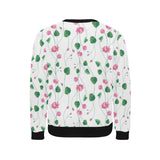 Pink Lotus Waterlily Flower Pattern Men's Crew Neck Sweatshirt