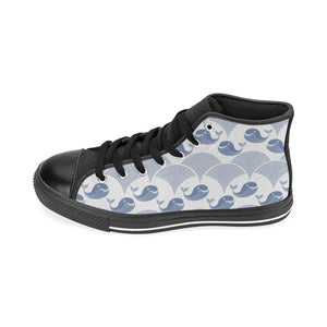Whale Pattern Women's High Top Canvas Shoes Black
