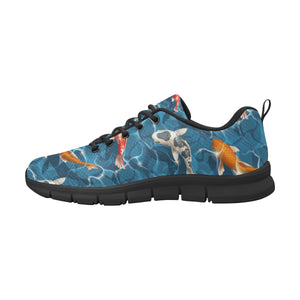 Koi Fish Carp Fish in Water Pattern Men's Sneakers Black