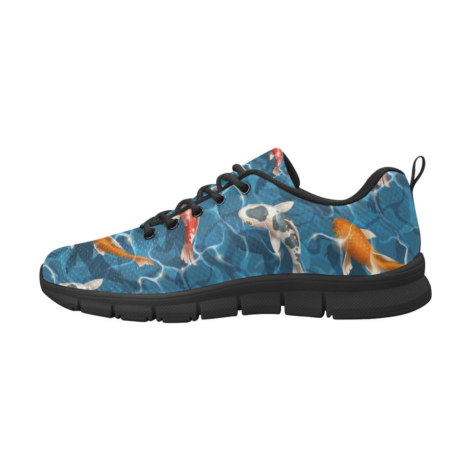 Koi Fish Carp Fish in Water Pattern Men's Sneakers Black