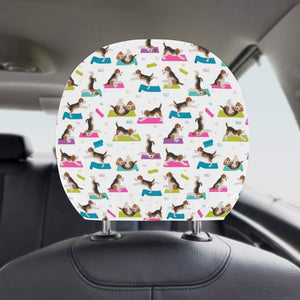 Beagle Yoga Pattern Car Headrest Cover